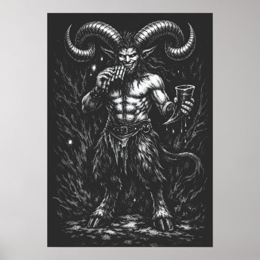 Poster Satyre d'hiver cornu — par BurnsInHell (Devant)