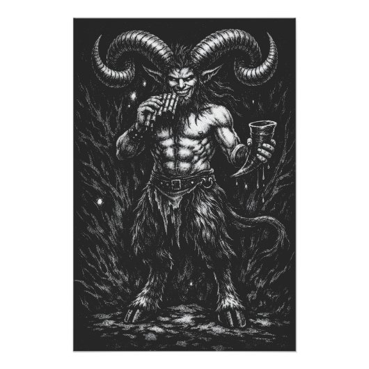 Poster Satyre d'hiver cornu — par BurnsInHell (Devant)