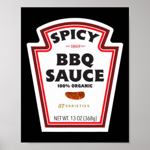 Poster Sauce barbecue épicée Étiquette Drôle Halloween Co