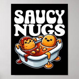 Poster Sauce Bbq Saucy Nugs Cartoon Food Drôle Sauce Chic