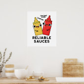 Poster Sauces Fiables Funny Food Pun (Cuisine)