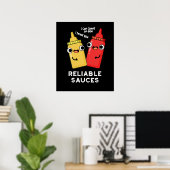 Poster Sauces fiables Funny Food Pun Dark BG (Bureau à domicile)