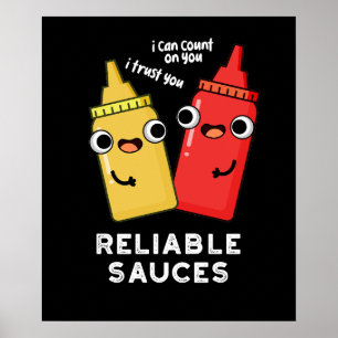 Poster Sauces fiables Funny Food Pun Dark BG