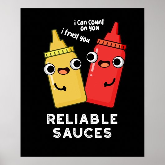 Poster Sauces fiables Funny Food Pun Dark BG (Devant)