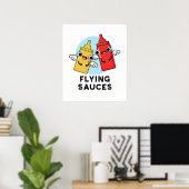 Poster Sauces volantes Funny Food Pun (Bureau à domicile)
