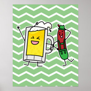 Poster Saucisse de bière Octoberfest Oktoberfest lederhos
