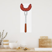 Poster Saucisse Sur Une Fourche (Cuisine)