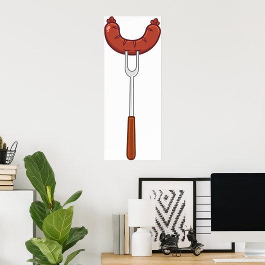 Poster Saucisse Sur Une Fourche (Bureau à domicile)