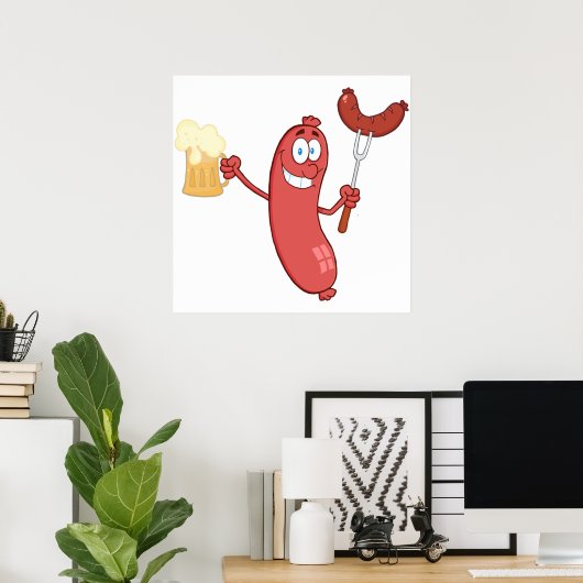 Poster Saucisses Et Bières (Bureau à domicile)