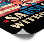 Poster Saucisson Sans Usa Retro Funny 4 juillet Indepe (Coin)