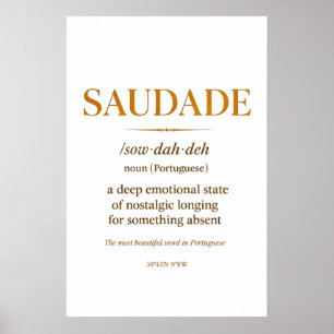 Poster Saudade – Définition Portugaise Minimaliste Imprim