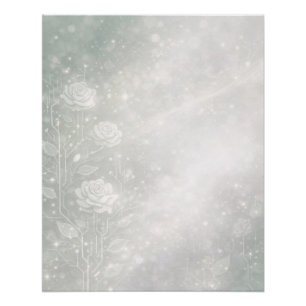 Poster Sauge douce et floraux blancs givrés art IA