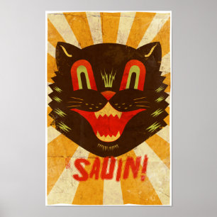 Poster Sauin ! Chat noir de Halloween
