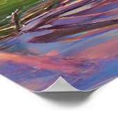 Poster Saule rose au coucher du soleil près de l'étang (Coin)