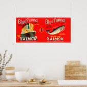 Poster Saumon de marque Blue Funnel - Seattle, WA (Cuisine)