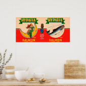 Poster Saumon de marque Hypatia Étiquette - Seattle, WA (Cuisine)