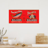 Poster Saumon de marque primeur Étiquette - Seattle, WA (Cuisine)