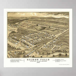 Poster Saumon Falls, NH Panoramic Map - 1877