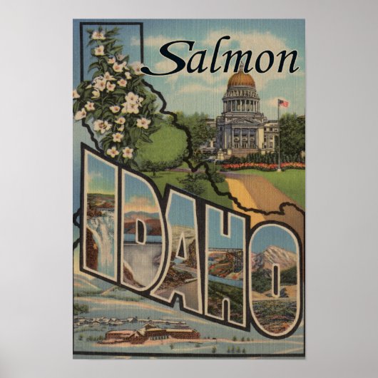 Poster Saumon, IdahoGrandes lettres ScènesSaumon, ID (Devant)