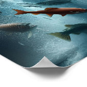 Poster Saumon majestueux pendant la Danse Lune 16x20 (Coin)