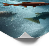 Poster Saumon majestueux pendant la Danse Lune 18x24 (Coin)