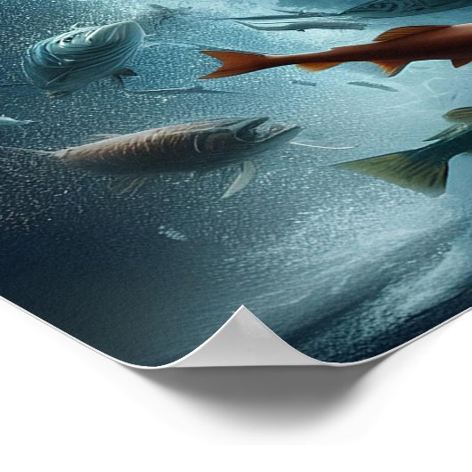 Poster Saumon majestueux pendant la Danse Lune 20x16 (Coin)