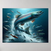 Poster Saumon majestueux pendant la Danse Lune 24x18 (Devant)