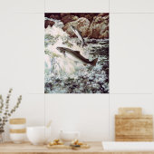 Poster saumon nageant en amont (Cuisine)