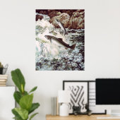 Poster saumon nageant en amont (Bureau à domicile)