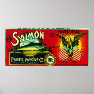 Poster Saumon national Can LabelKodiak, AK