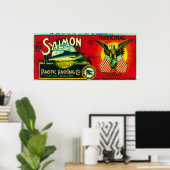 Poster Saumon national Can LabelKodiak, AK (Bureau à domicile)