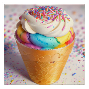 Poster Saupoudrer de cônes de crème glacée