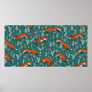 Poster Saupoudrer les renards rouges avec des ornements m