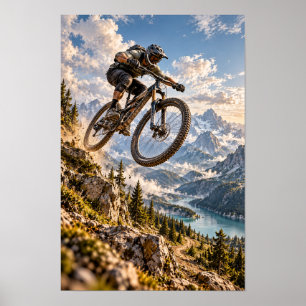 Poster Saut de VTT Paysage Alpin Aventure Sport