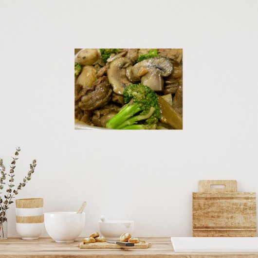 Poster Sauté de boeuf, brocolis et champignons (Cuisine)