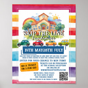 Poster sauter la ligne collecte de fonds scolaire billet