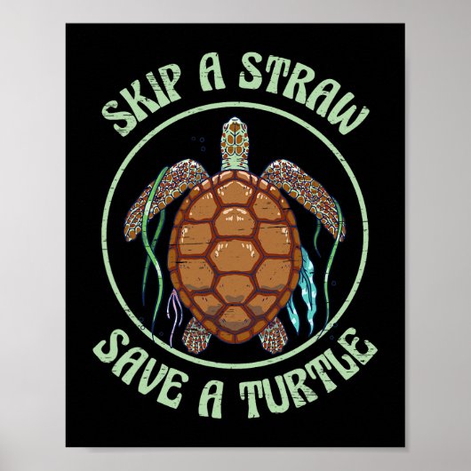 Poster Sauter Une Paille Sauver Une Tortue Sea Créatures  (Devant)