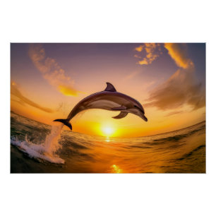 Poster Sauts et éclaboussures de dauphins