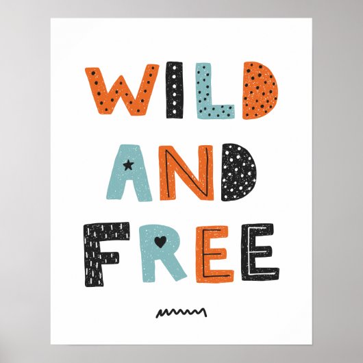 Poster Sauvage et Libre | Lettres Doodle (Devant)