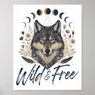 Poster Sauvage et libre" Loup Boho