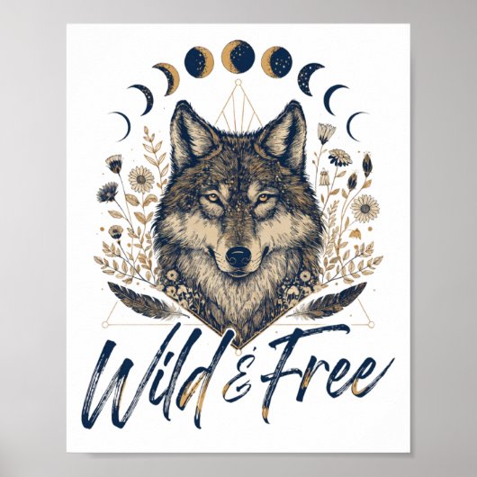 Poster Sauvage et libre" Loup Boho (Devant)