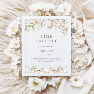 Poster Sauvage Rose Baby First Birthday Time Capsule Sign