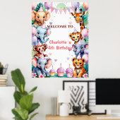 Poster Sauvage Tropical Une Jungle Safari Animaux Anniver (Bureau à domicile)