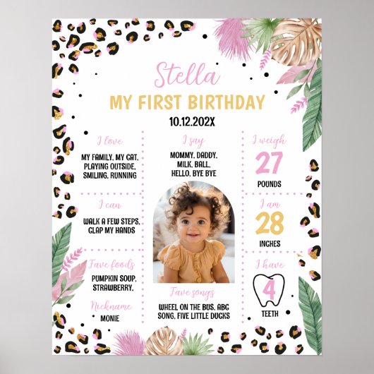 Poster Sauvage un léopard Signal de jalon d'anniversaire (Devant)