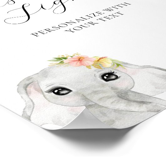Poster Sauvage Une Jungle Baby shower fille Signe texte p (Coin)