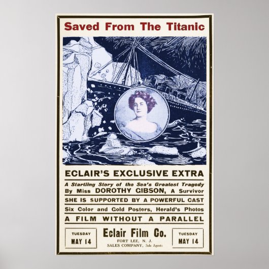 Poster Sauvé Du Titanic 14 Mai 1912 (Devant)
