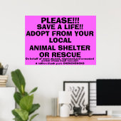 POSTER SAUVEGARDEZ UN ADOPT DE VIE ! (Bureau à domicile)
