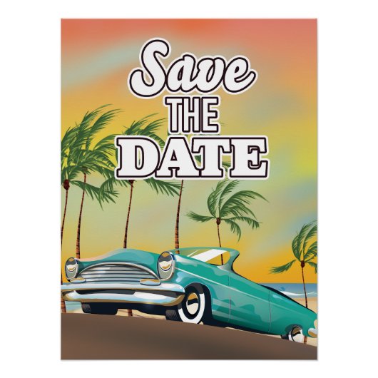 Poster Sauver la date voiture classique (Devant)
