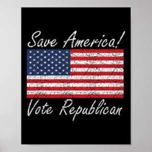 Poster Sauver l'Amérique Votez Républicain Trump