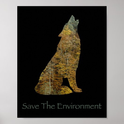 Poster Sauver l'environnement Wolf Silhouette De l'enviro (Devant)